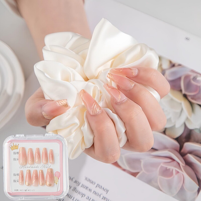 High-End Wearable Nails, Pure Handmade, Simple Line Manicure, Popular New Trend, Mid-Length Ins Style Elegant Nails
