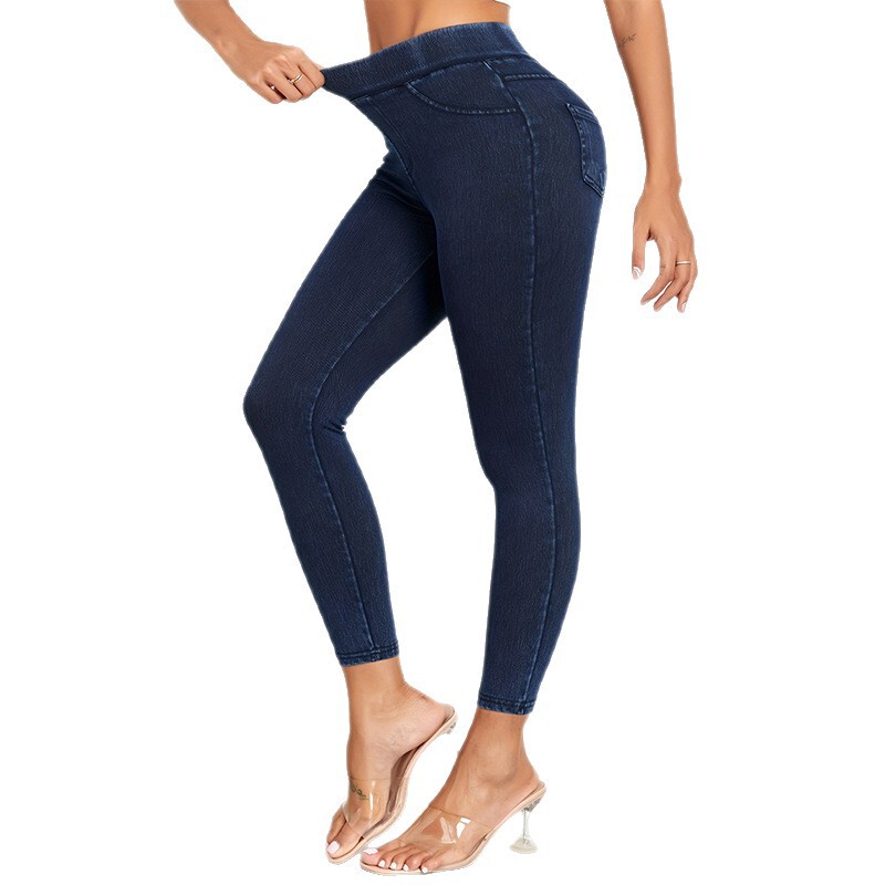 ヨーロッパとアメリカのヨガパンツ、桃尻デニムパンツ、スリムフィット女性用ハイウエストヒップアップフィットネスパンツ、スポーツタイツ、ロングパンツ|undefined