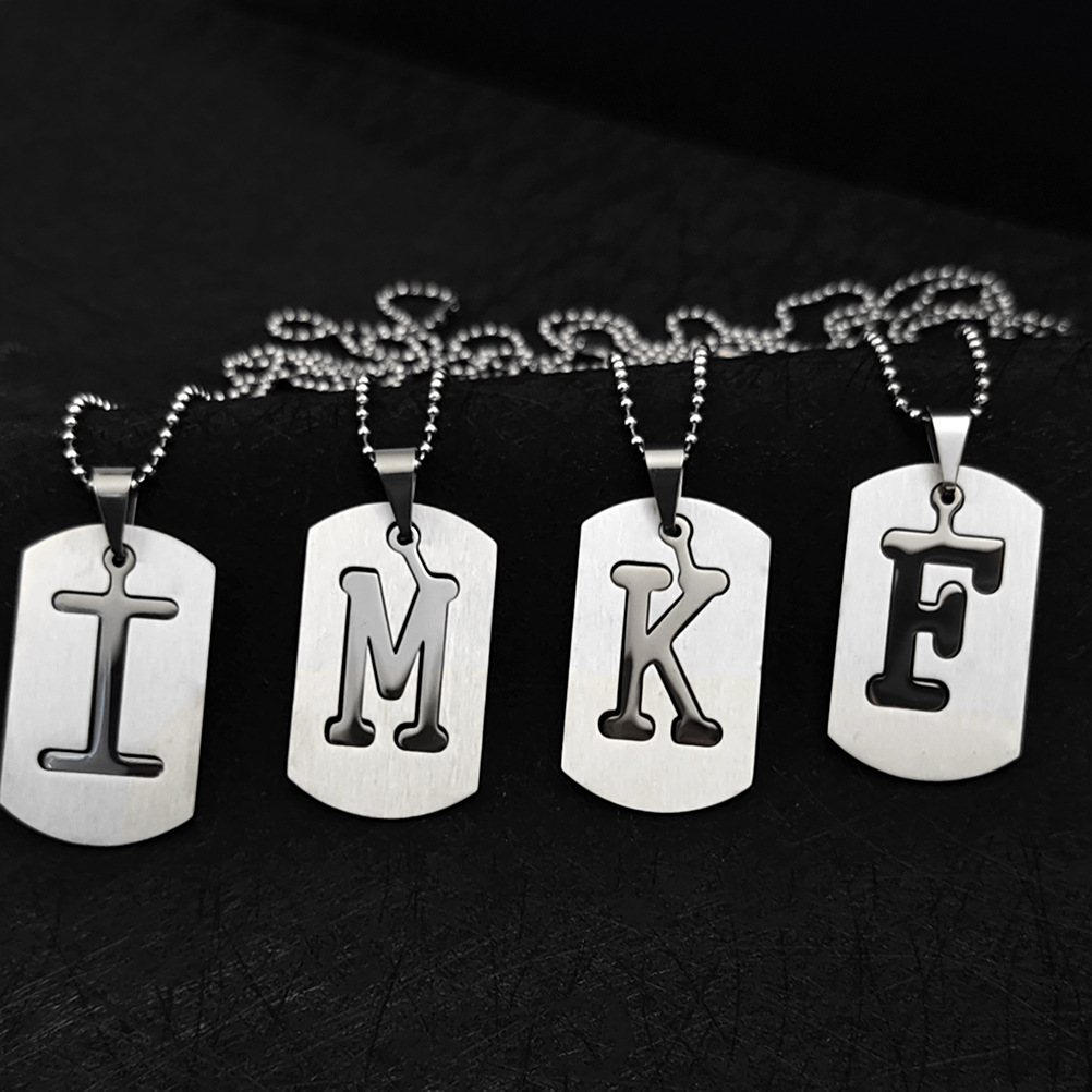 Pendant Necklace Classification Titanium Steel Chain Material ball chain Chain Type Classic Style Letter Titanium Steel Plating Unisex Pendant Necklace Men Chain Necklaces