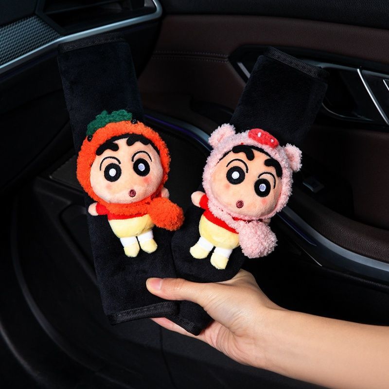 Crayon Shin-chan car seatbelt shoulder pad with floral decoration plush toy car interior accessory