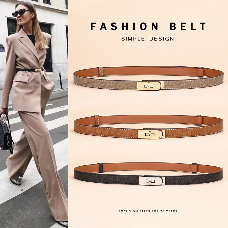 Women's High-end Belt Women's Fine Genuine Leather Fashionable Waist Decoration Waist Seal Cowhide Belt with dress All-match Decoration
