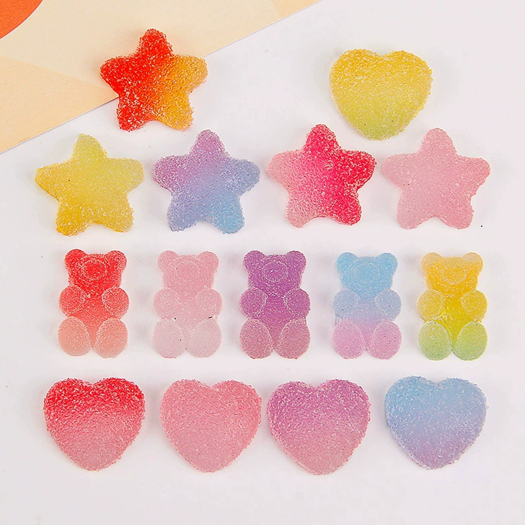 Имитация жевательных сердечек из смолы, аксессуары для сережек, конфетные цвета, материалы для DIY, игрушки для волос, украшения для чехлов телефонов