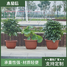 厂家批发仿瓷塑料花盆大口径大号圆形无孔荷花盆水培养鱼盆种树盆