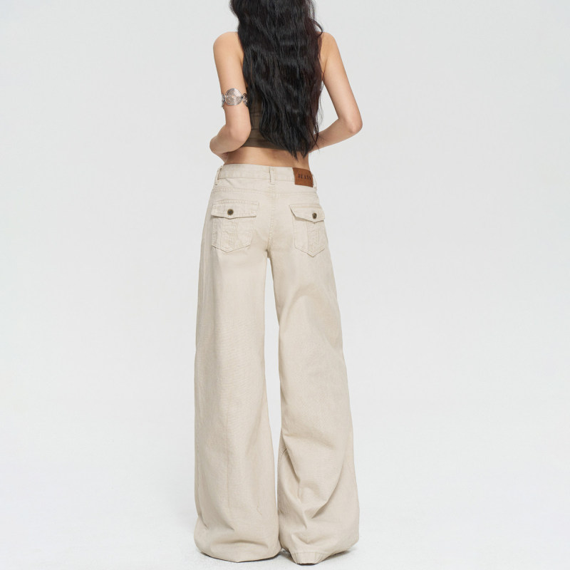 Light Apricot Color American-Style Low-Waist Wide-Leg Jeans for Women, 2026 New Model, Petite, Non-Tight-Fitting, Loose, Slimming Straight-Leg Pants Light Apricot Color American-Style Low-Waist Wide-Leg Jeans for Women, 2026 New Model, Petite, Non-Tight-Fitting, Loose, Slimming Straight-Leg Pants