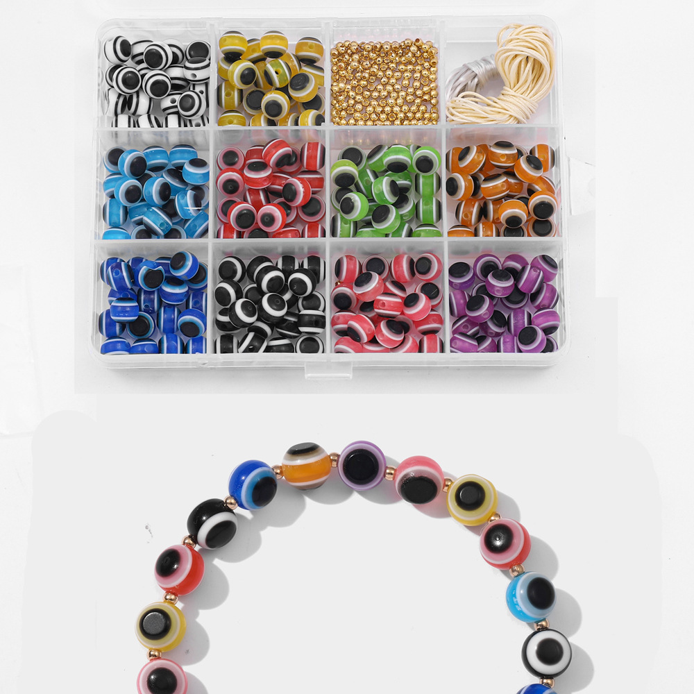 12 Perles Acryliques À La Main Bricolage À Rayures En Vrac Pour Les Yeux En Gros display picture 1