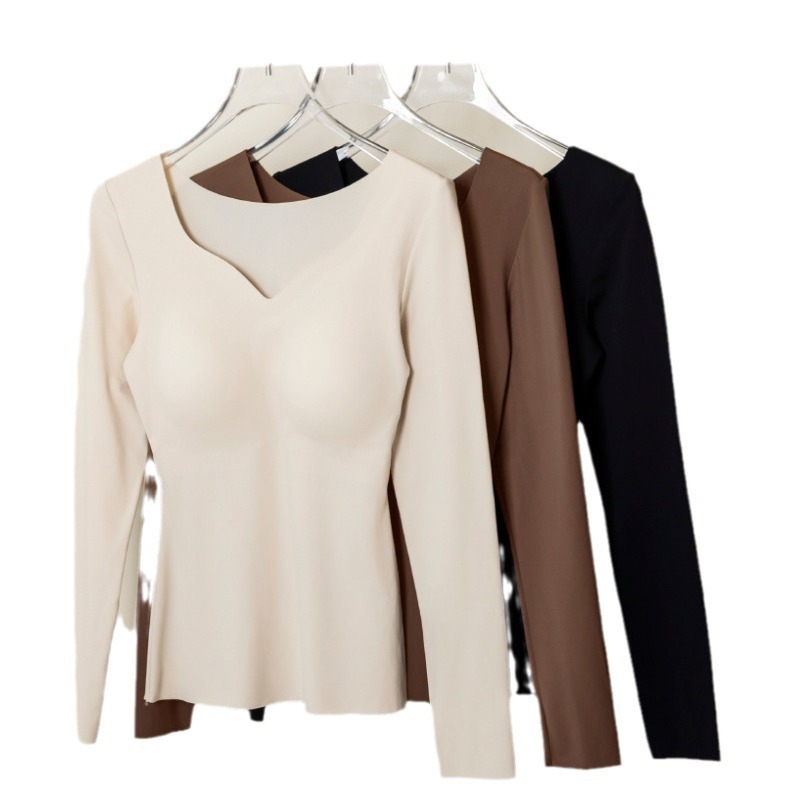 패셔너블한 여성용 보이지 않는 얇은 브라 프리 원피스 고정 컵 머슬 바텀 블랙 커피 스킨 컬러 앙카라 레드