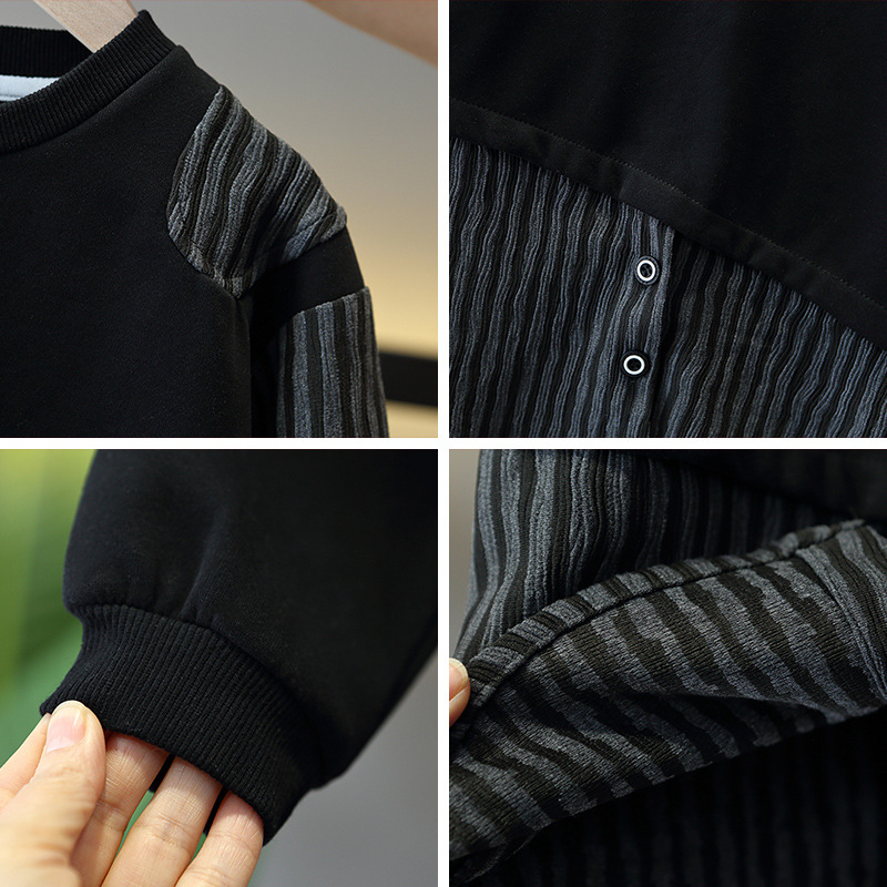 6128 Traje de primavera para niños 2025 nuevo suéter a rayas fresco y guapo falso de dos piezas de bebé moda fresca primavera y otoño