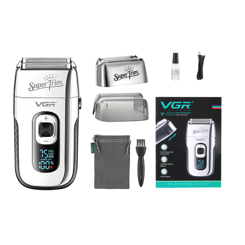 VGR332 artefacto de cabeza calva recíproca maquinilla de afeitar pantalla digital cabeza de aceite autolavado blanqueador cortapelos eléctricos para hombres