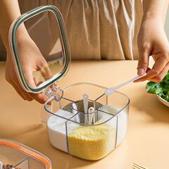 調味料ボックス家庭用キッチン調味料缶セット一体多格塩味の素胡椒収納調味料調味料瓶