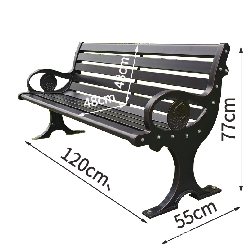 silla de parque silla larga al aire libre banco al aire libre patio asiento de ocio anticorrosión madera sólida plástico madera forjada silla de fila respaldada image 55