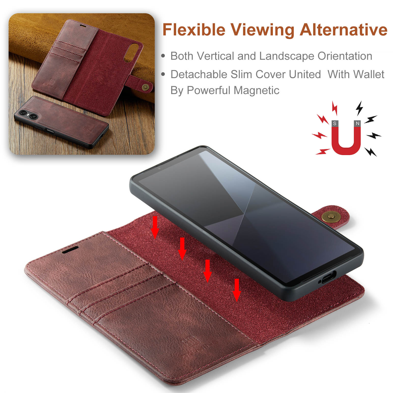 For Sony Xperia 10 VI Mobile Phone Case Xperia 1 VI 2-in -1 Split Leather Case 2024_voghion.com