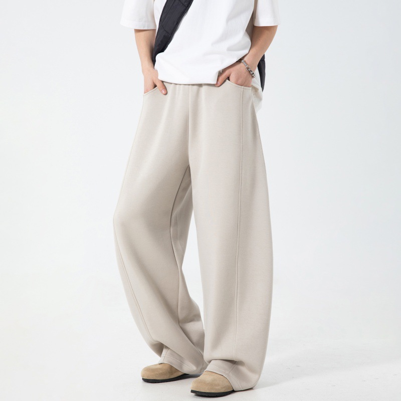 K Split Splicing Texture Casual Pants For Men, New Silhouette Curved Knife Pants, Loose Hanging American Sports Sweatpants_viptrois.com