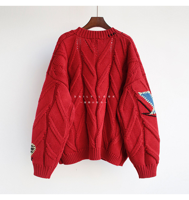 Women's Sweater Long Sleeve Sweaters & Cardigans Embroidery Casual Embroidery display picture 11