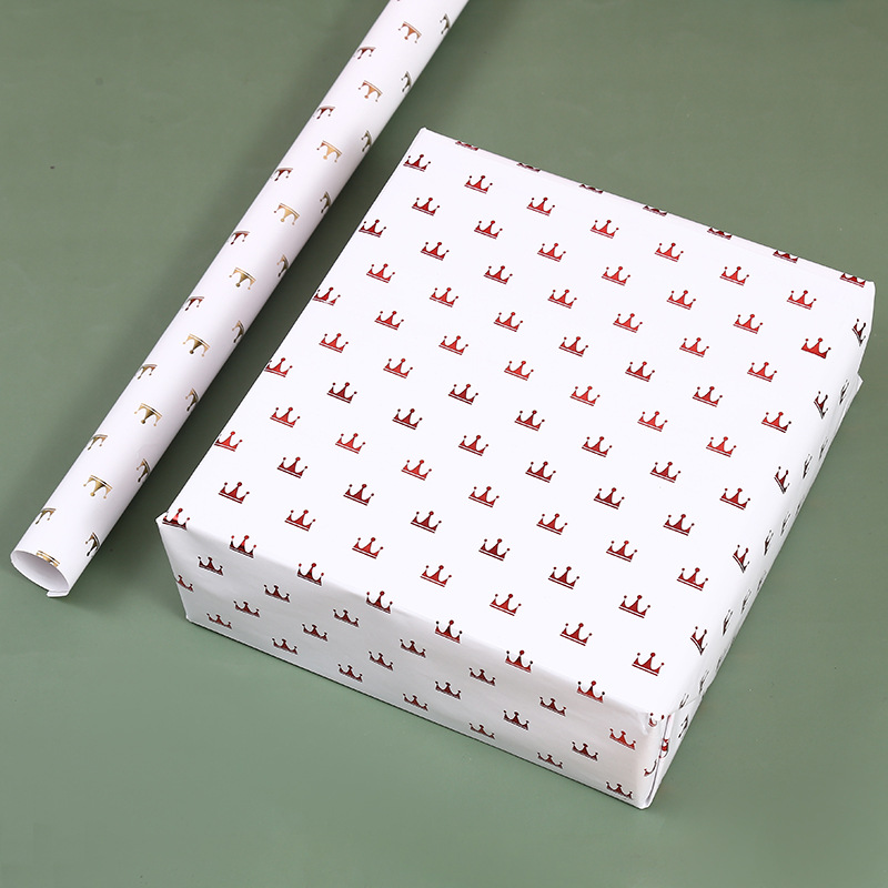 Corona caja de regalo papel de embalaje impresión papel de regalo de vacaciones papel de embalaje de regalo dorado productos de papel al por mayor