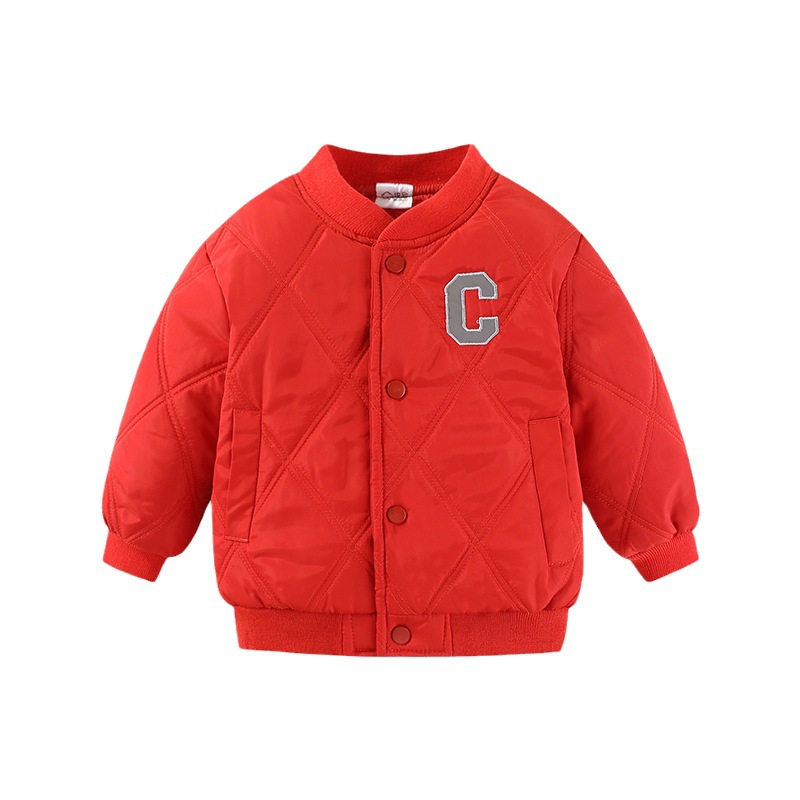 2024 otoño e invierno cálido Niños y Niñas Ropa acolchada de algodón letras de moda monocromo suéter infantil uniforme de béisbol de viaje al aire libre