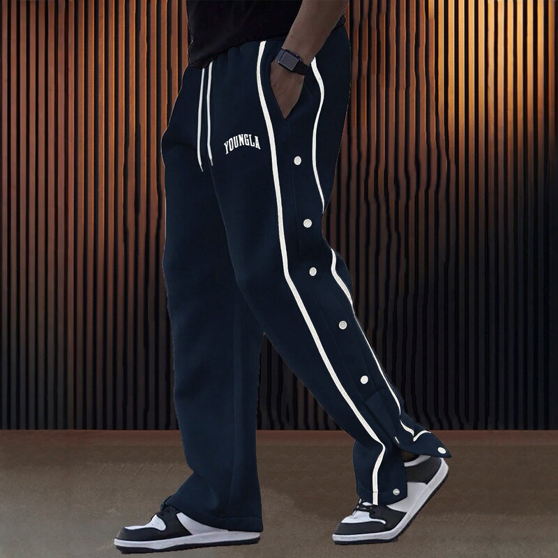 Youngla New Men's Sports Pants Buttoned Casual Pants Joggers Outdoor Running Basketball Training Pants