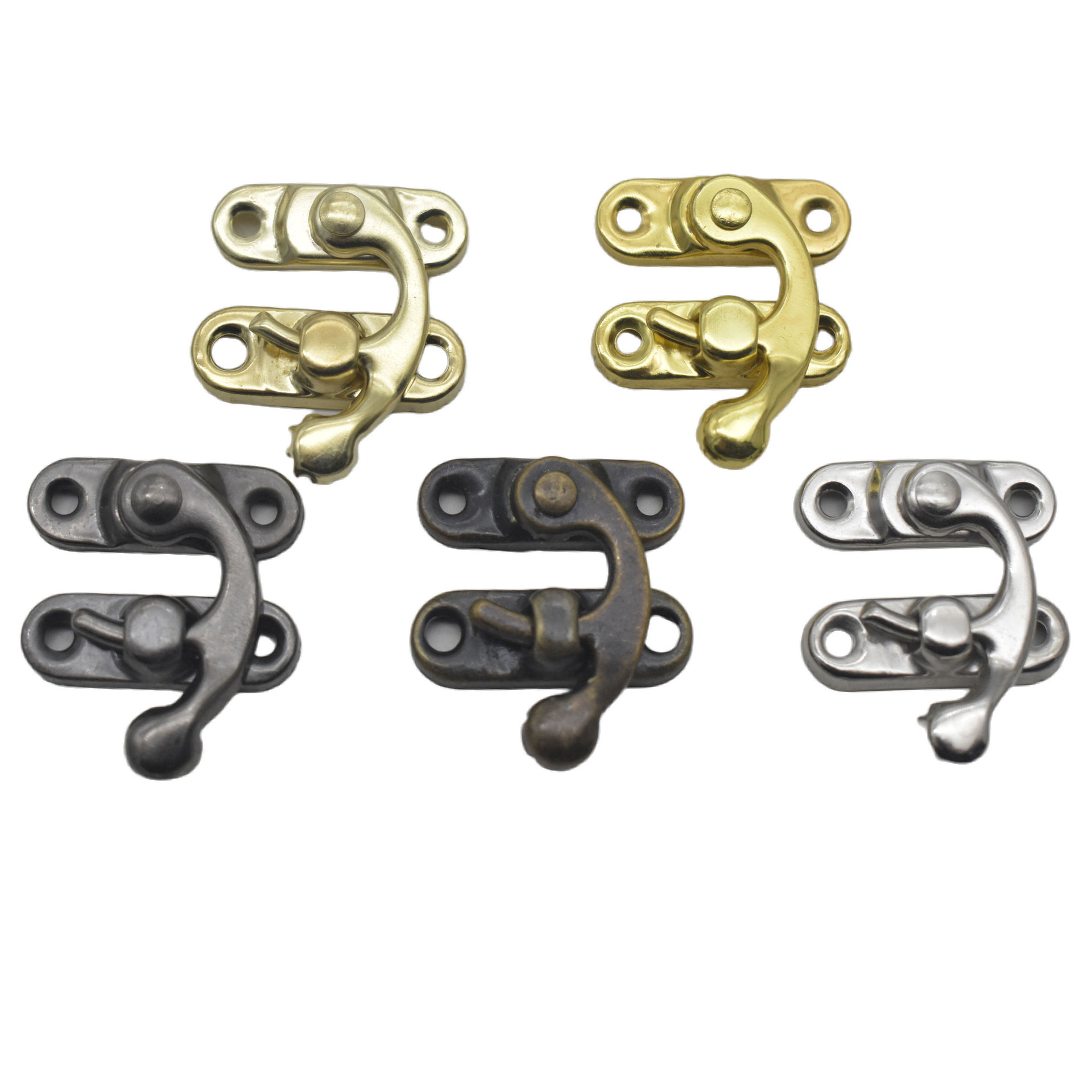 现货供应牛角锁小中大号仿古左右锁扣礼品盒弯钩锁铁皮牛角扣