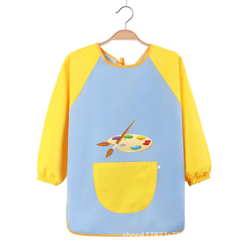 Abrigo DE LOS NIÑOS impermeable arte kindergarten pintura ropa publicidad inversa ropa impresa logo manga larga delantal vestido inverso