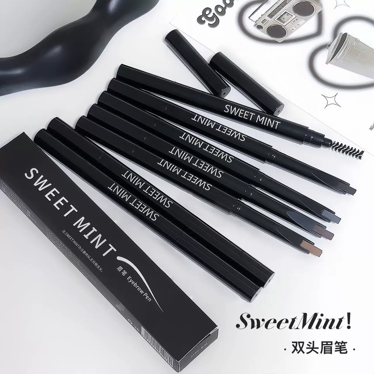 SWEET MINT极细双头眉笔防水防汗持久不易晕染根根分明新手野生眉