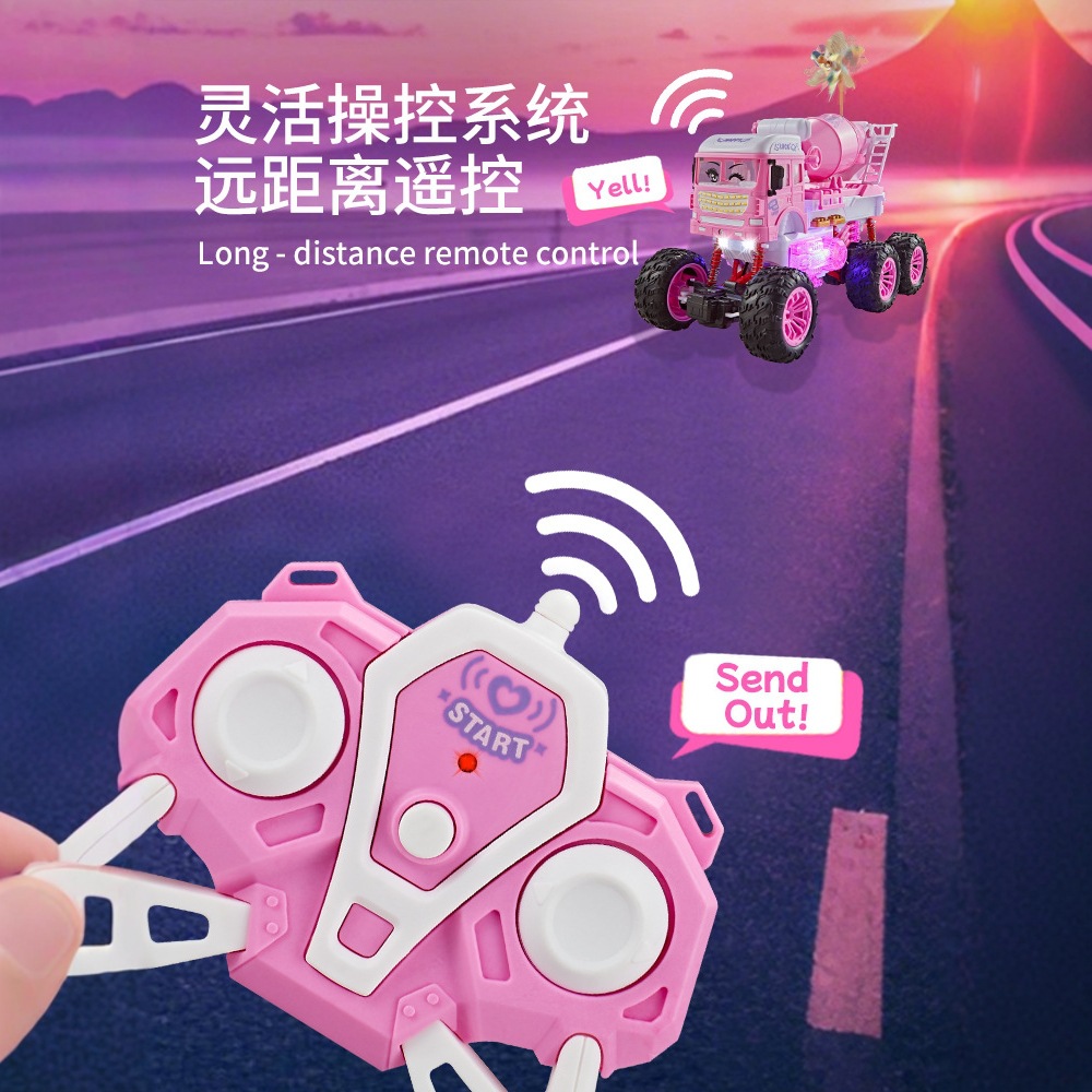 Amazon gran coche de control remoto Temu alta velocidad cuatro ruedas de escalada carga eléctrica cuatro vías con luces de control remoto vehículo todoterreno rosa