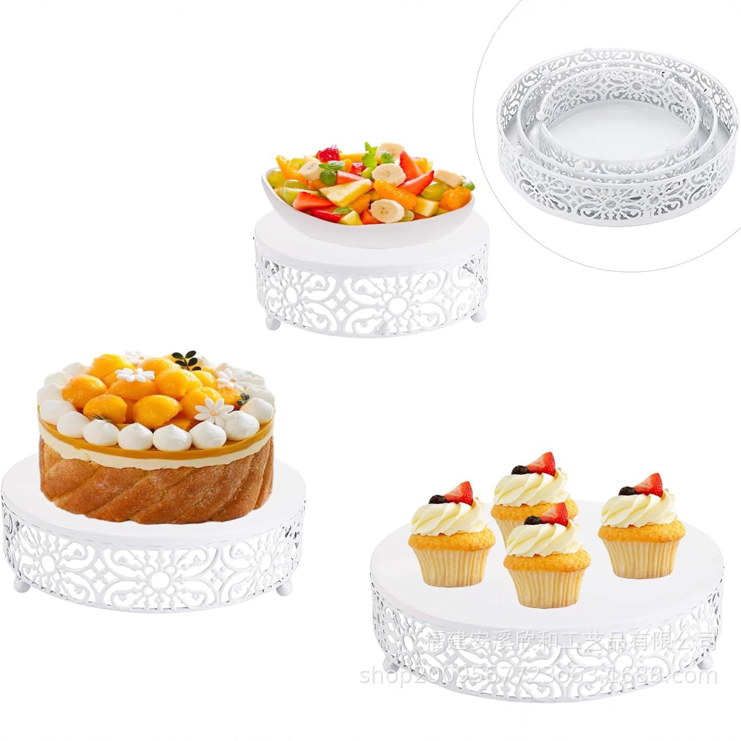 Transfronterizos redondos estantes de pastel de metal dulces dulces dulces dulces placas de exhibición eventos de boda fiesta de cumpleaños