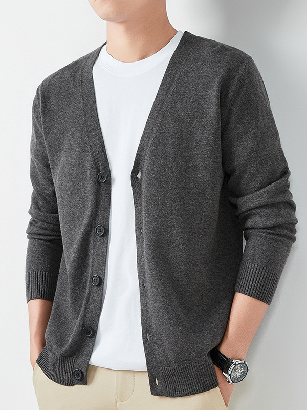 Knitted Cardigan Men's Spring and Autumn Thin Sweater Jacket Solid Color Sweater 2024 New Trendy Casual Outerwear Knitted Cardigan Men's Spring and Autumn Thin Sweater Jacket Solid Color Sweater 2024 New Trendy Casual Outerwear