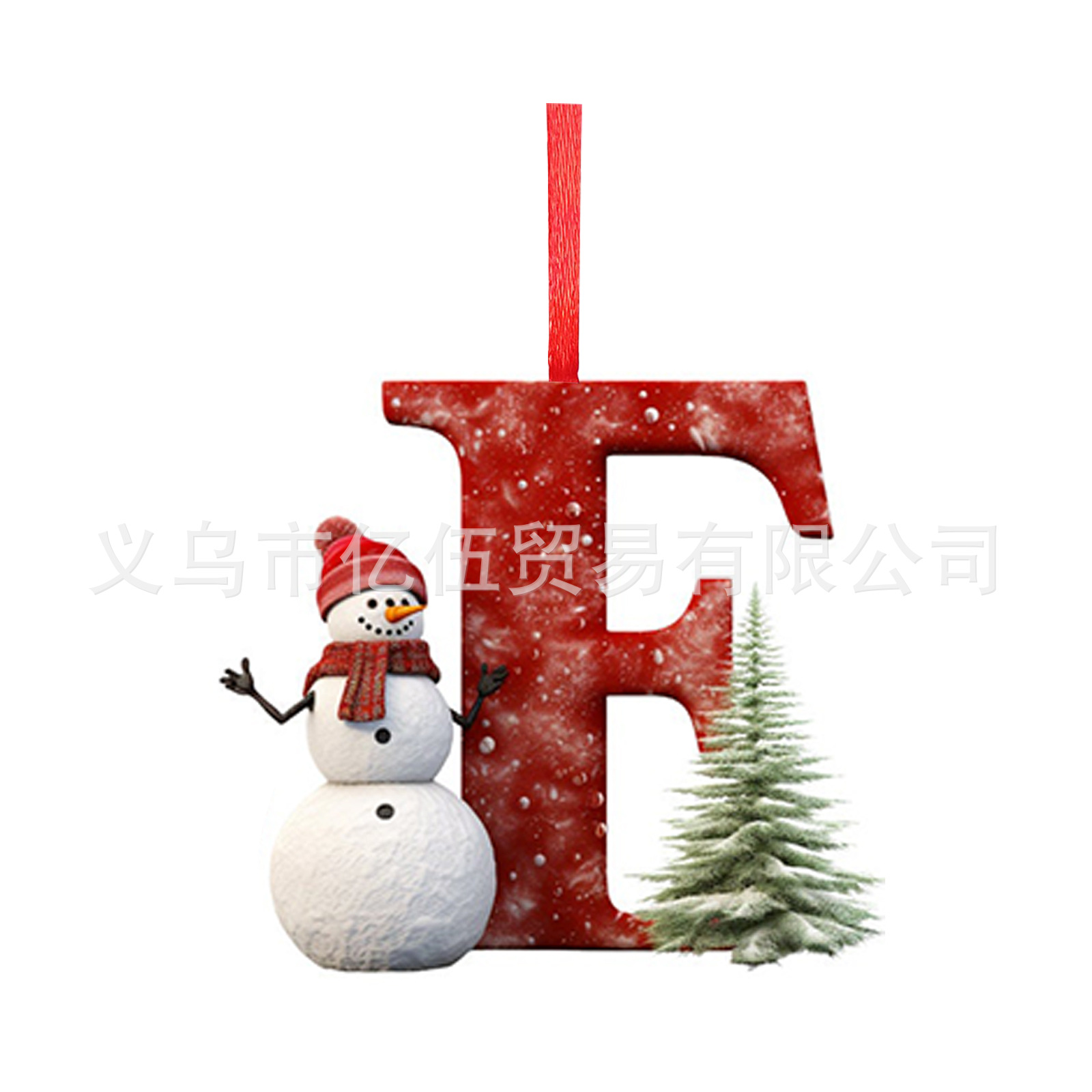 Nuevos productos transfronterizos 26 letras muñeco de nieve bebé colgante de Navidad acrílico plano árbol de Navidad decoración para el hogar colgante image 11