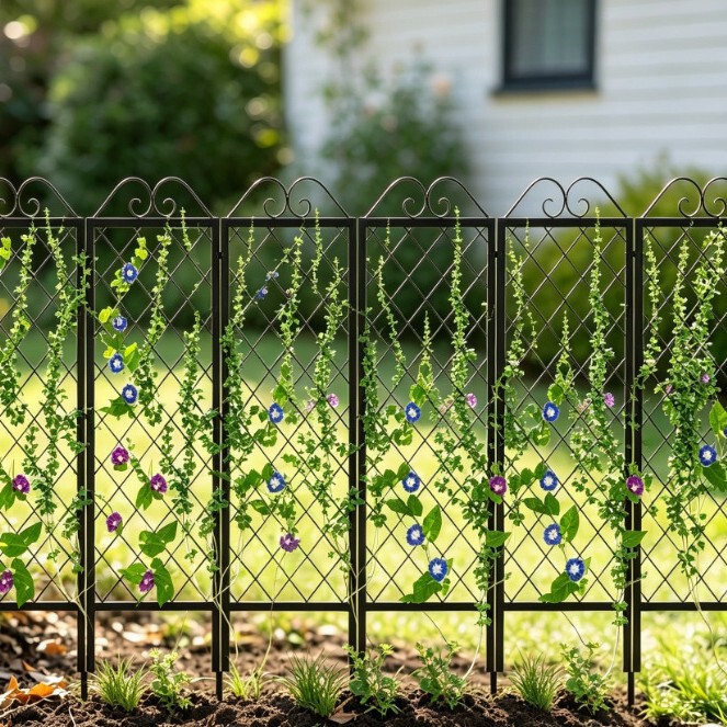 Cross-border exclusive supply of iron art climbing fence for outdoor garden plants, climbing screen, garden grid support rack