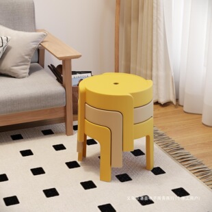 Plastic small stool thickened home small bench adult round stool can stack tea table stool bathroom non -slip children's low stool