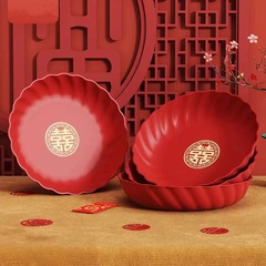 結婚の果物の皿は新年の正月のお祝いの果物の皿の瓜の種の赤色の軽くて豪華な双喜の乾燥の果物の堅いプラスチックの果物の皿に引っ越します。