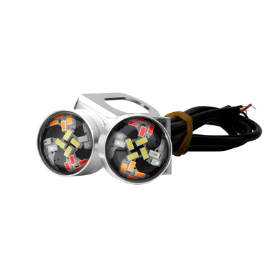License plate lamp Eye Light, Colorful Light, 12V - colorful-mirror-light-flash-silver-shell-2-piecesset