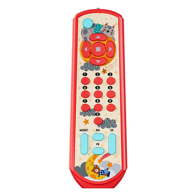Iluminación educativa para bebés y niños pequeños, TV de tres vueltas, control remoto artificial, educación temprana, idioma extranjero, juguete multifuncional para jugar a las casitas