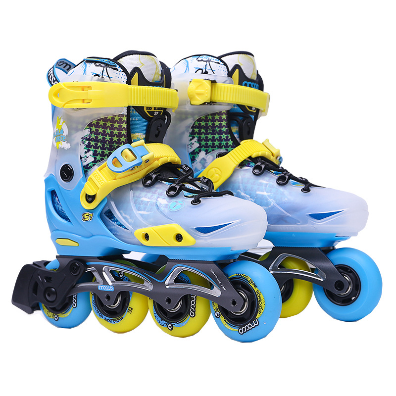 米高S7轮滑鞋儿童平花鞋男女溜冰鞋全套装花式直排可调滑轮鞋