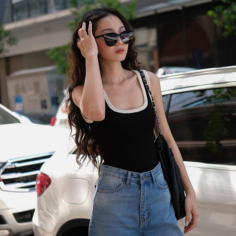 Summer Street Casual All Matching Slim Fit Color Contrasting Stripe Vest Jumpsuit for Women 5 Summer Street Casual All Matching Slim Fit Color Contrasting Stripe Vest Jumpsuit for Women