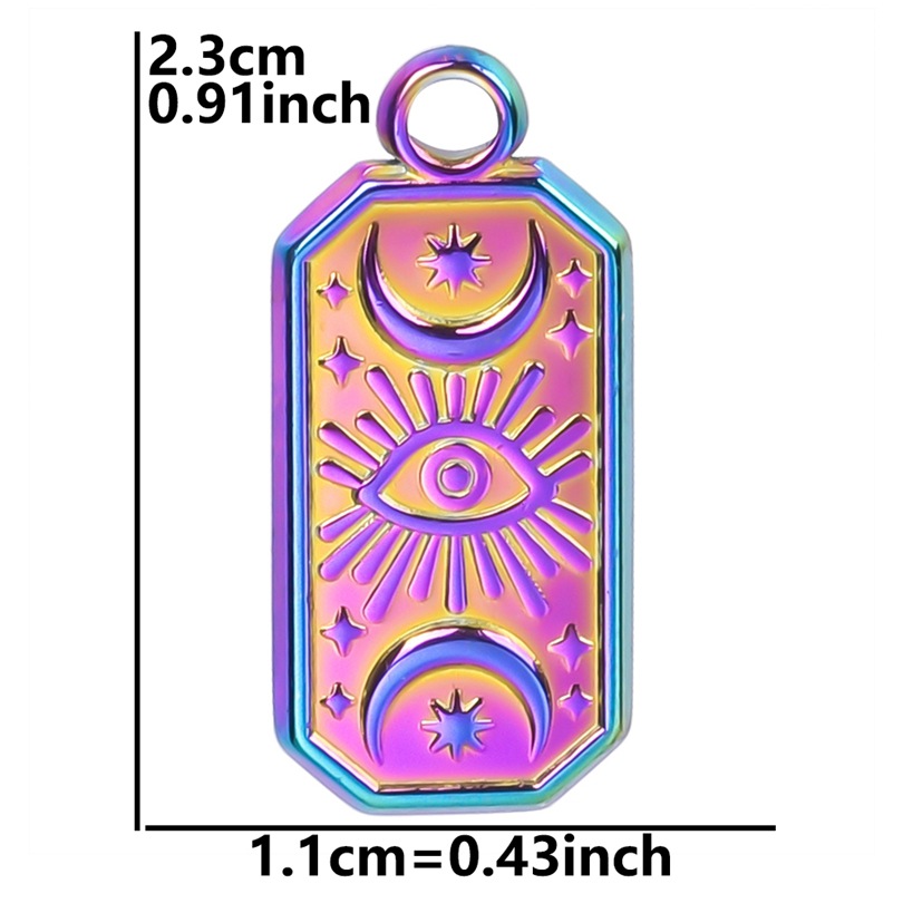 1 Piece 23*11mm 304 Stainless Steel Devil's Eye Star Moon Pendant display picture 11