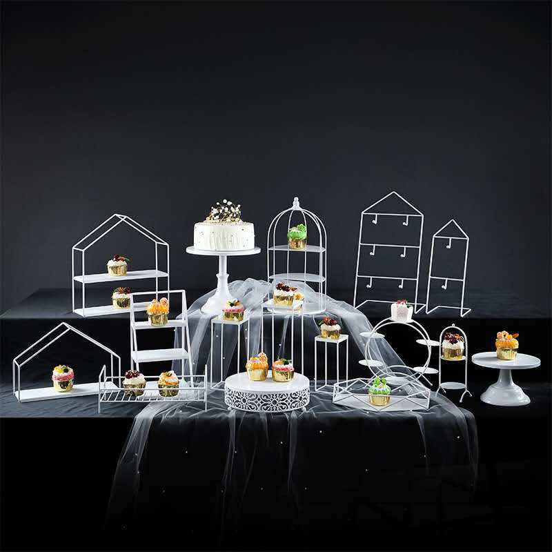 De estilo europeo té de la tarde de hierro estante de postre de la boda mesa de postre jaula de pájaros decoración taza soporte de la torta de múltiples capas de pastelería Occidental image 14