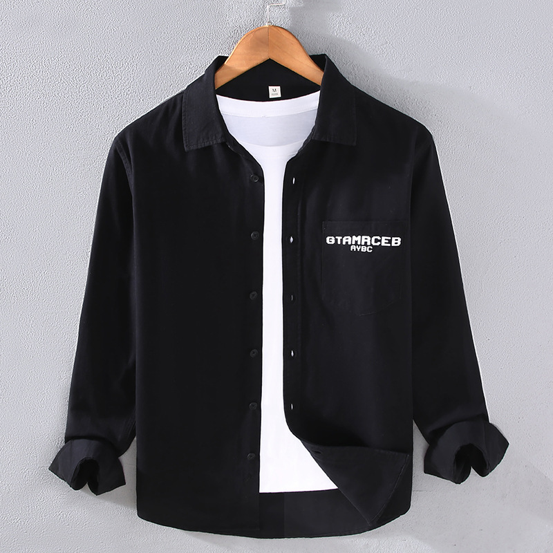Camicia giapponese uomo maniche lunghe stile workwear casual loose_voghion.com