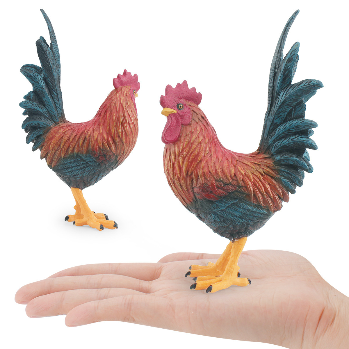 Cruzar la frontera de simulación de granja de aves de corral de los animales modelo de gallo niños cognitiva polla de plástico sólido estática decoración de juguete