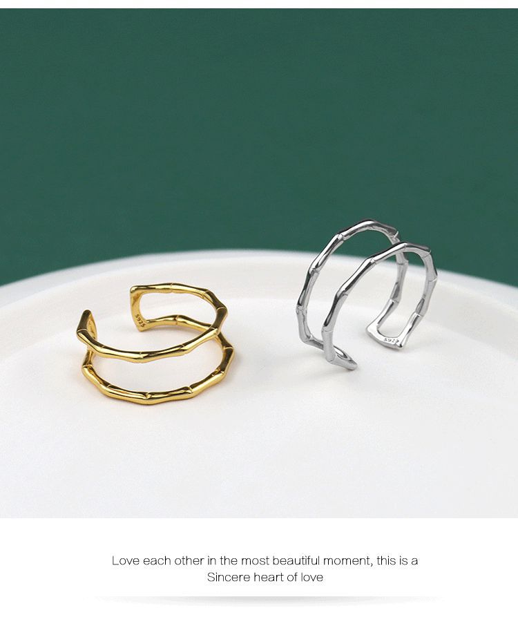 Fashion bamboo ring female double hollow creative simple fashion open ringpicture10