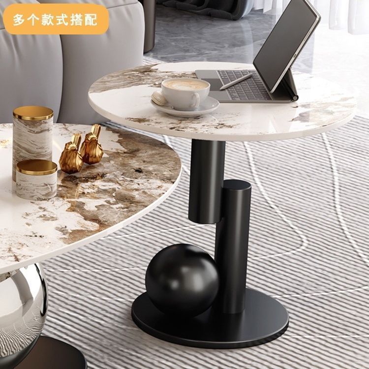 意式轻奢岩板茶几椭圆形艺术现代简约客厅家用小户型组合茶几边几|undefined