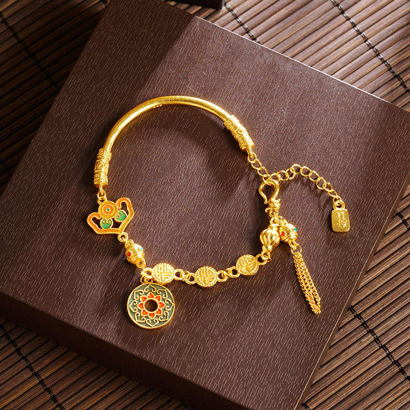 Gufa Sha Jinfu marca calabaza fresa nueva pulsera de flor de esmalte chino Ge Sang no se desvanecerá durante mucho tiempo joyas de lujo ligeras fuente