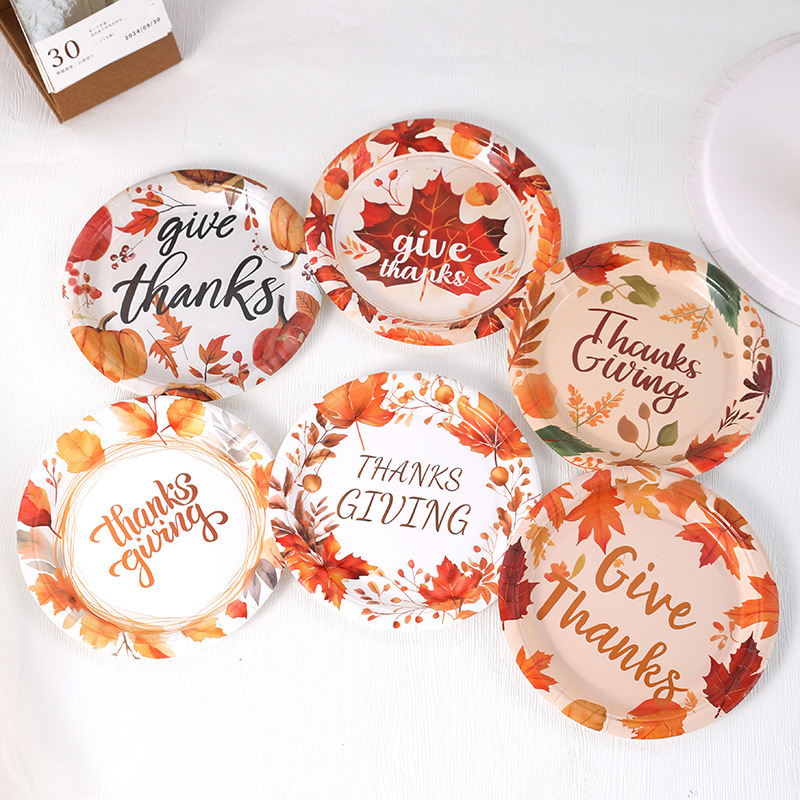 Manufacturer Wholesale Holiday Party Decoration Disposable Paper Plate Kindergarten Handmade DIY Plate Thanksgiving Christmas