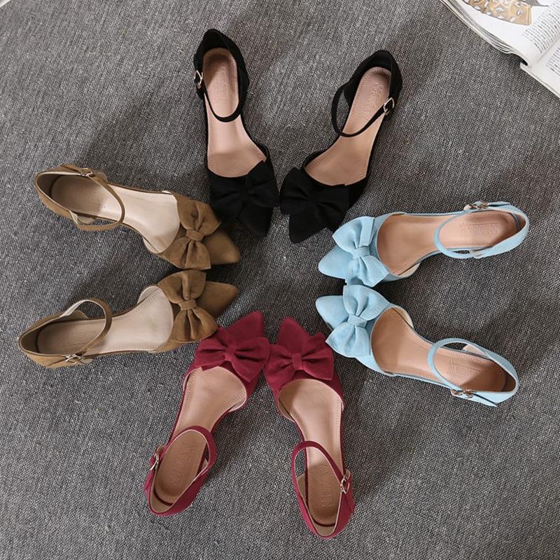 Big Sale Sandals Women's Flats Korean Board Spring and Summer Pointed Toe Flats Heel Buckle Fashion Bow Toe Hollow Flats Women's Shoes