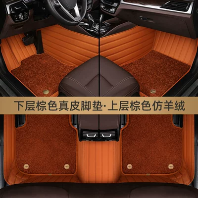 Modelə uyğun ayaqaltı two-door coupe all-inclusive car - leather-foot-mat-brown-brown-cashmere