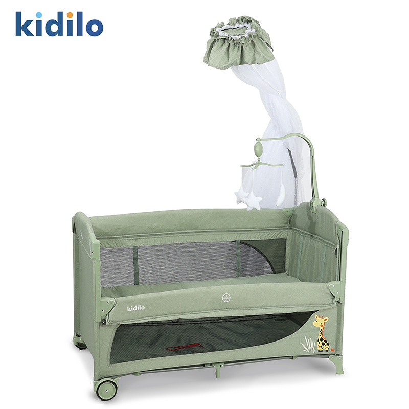 Kidilo Cama plegable portátil, cama de recién nacidos con pañales, lavabo de juego, cama de doble uso para dormir