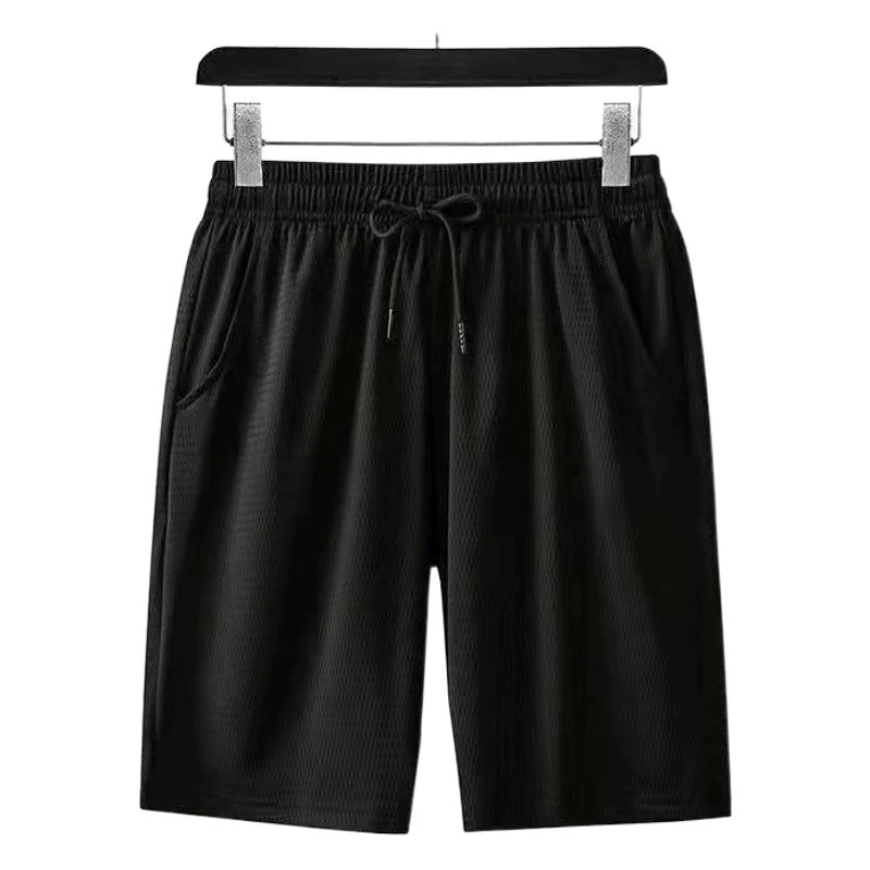 Летние мужские повседневные шорты, свободные шорты из ледяного шелка, дышащие быстросохнущие брюки с кондиционером, спортивные шорты для бега мужские