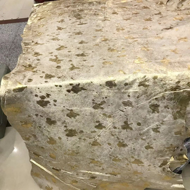 厂家供应现货批发牛毛皮革烫金黄金豹纹牛皮马毛革头层牛皮箱包革