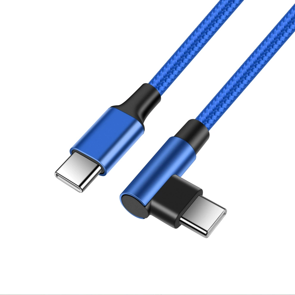 60W 90 Degree Elbow USB Type C to USB C Cable For Samsung Xiaomi Redmi Huawei Macbook Fast Quick Charger Cord PD Type-c Cable mobile phone cables