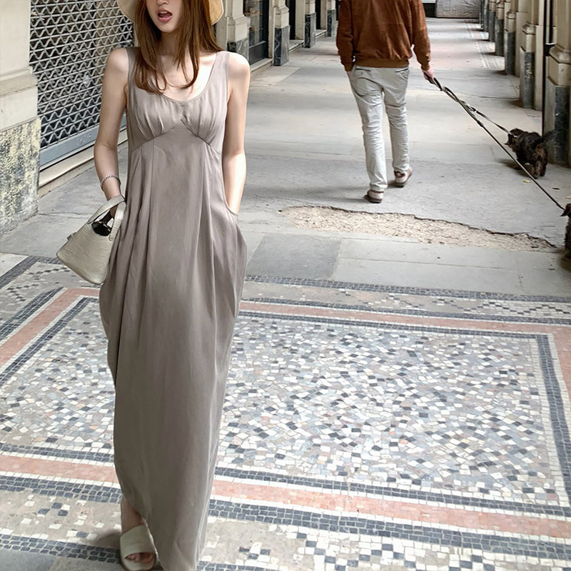 In-Stock California Old Dreams Lyocell U-Neck Pocket Tank Dress
