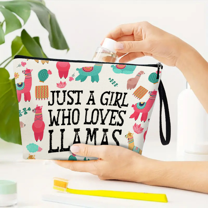 Nuevo multicolor alpaca impresa bolsa de maquillaje transfronteriza multifuncional bolsa de almacenamiento portátil en el hogar bolsa de lavado con cremallera al por mayor